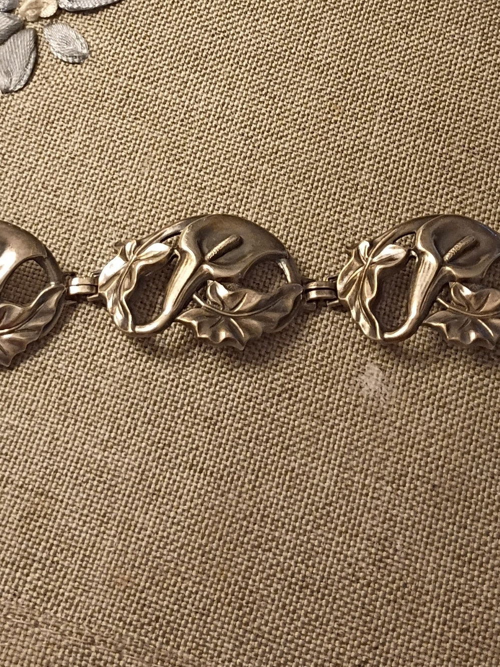 Vintage Sterling Calla Lilly Link Bracelet